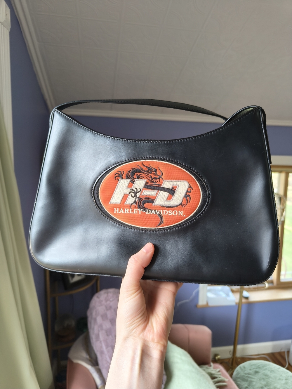 Rare Vintage Y2K Harley-Davidson Black Leather Purse